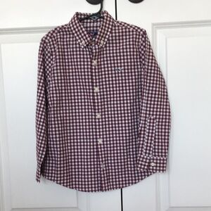 Vineyard Vines Boys Burgundy and White Gingham Check Button Down Shirt Size 6